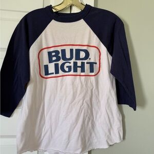 Bud Light Raglan 3/4 Sleeve Retro Tshirt Medium Womens